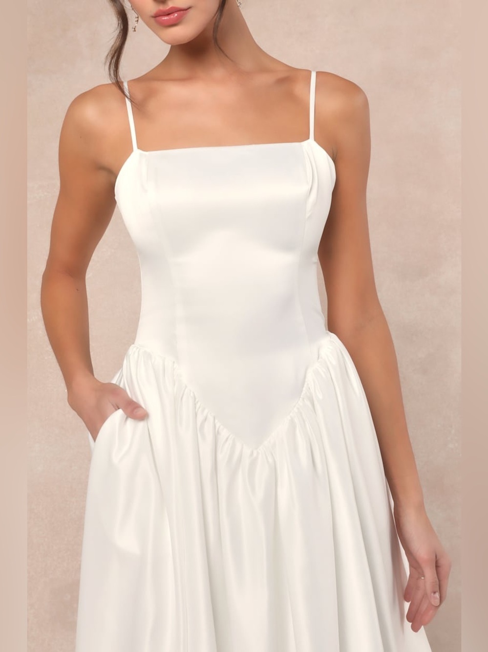 NWT Lulus Arabella White Basque Waist Maxi Dress, Size Medium - Picture 4 of 16